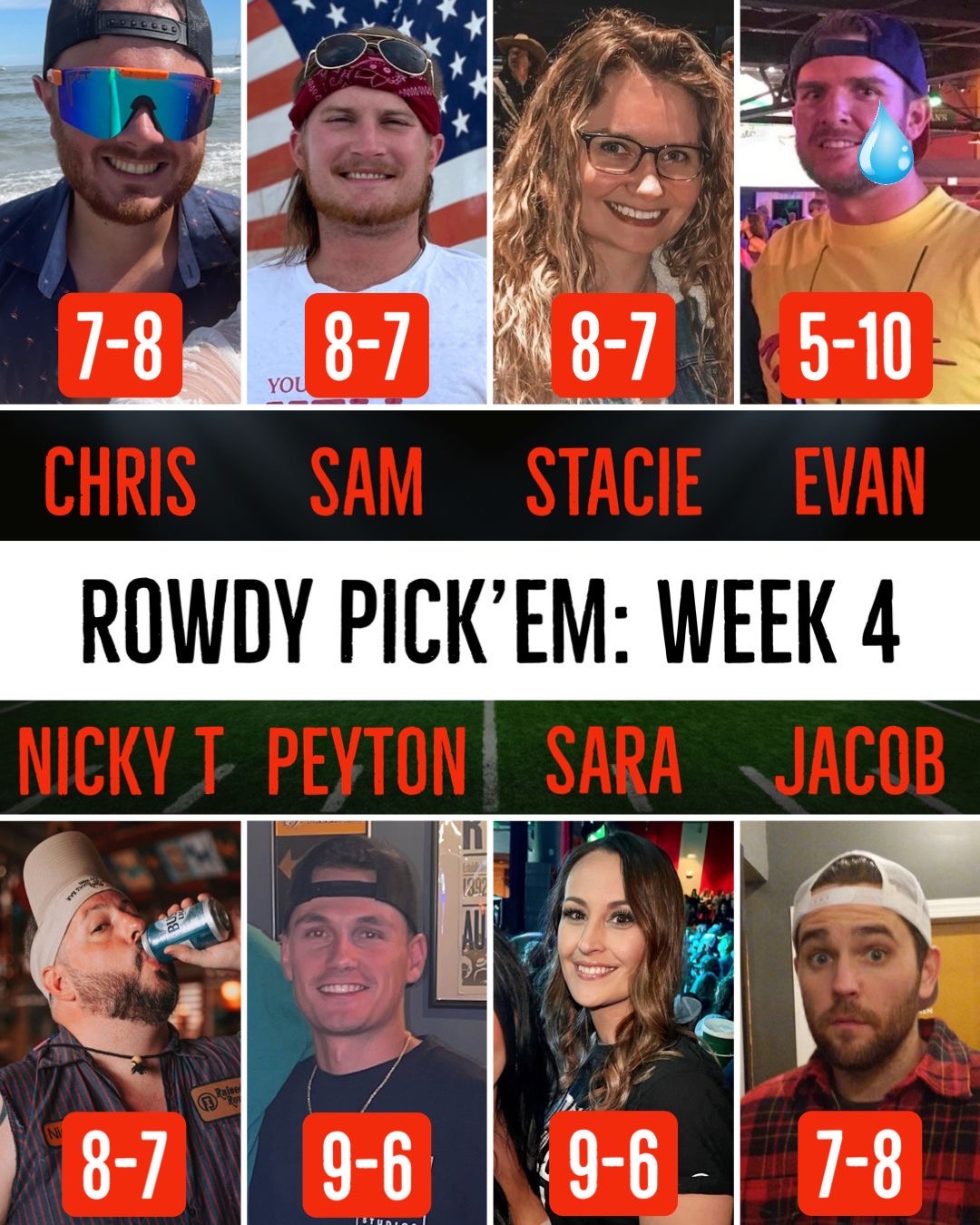 Rowdy Pick'em Week 4 – Sara Goes From Worst to First – Raised Rowdy